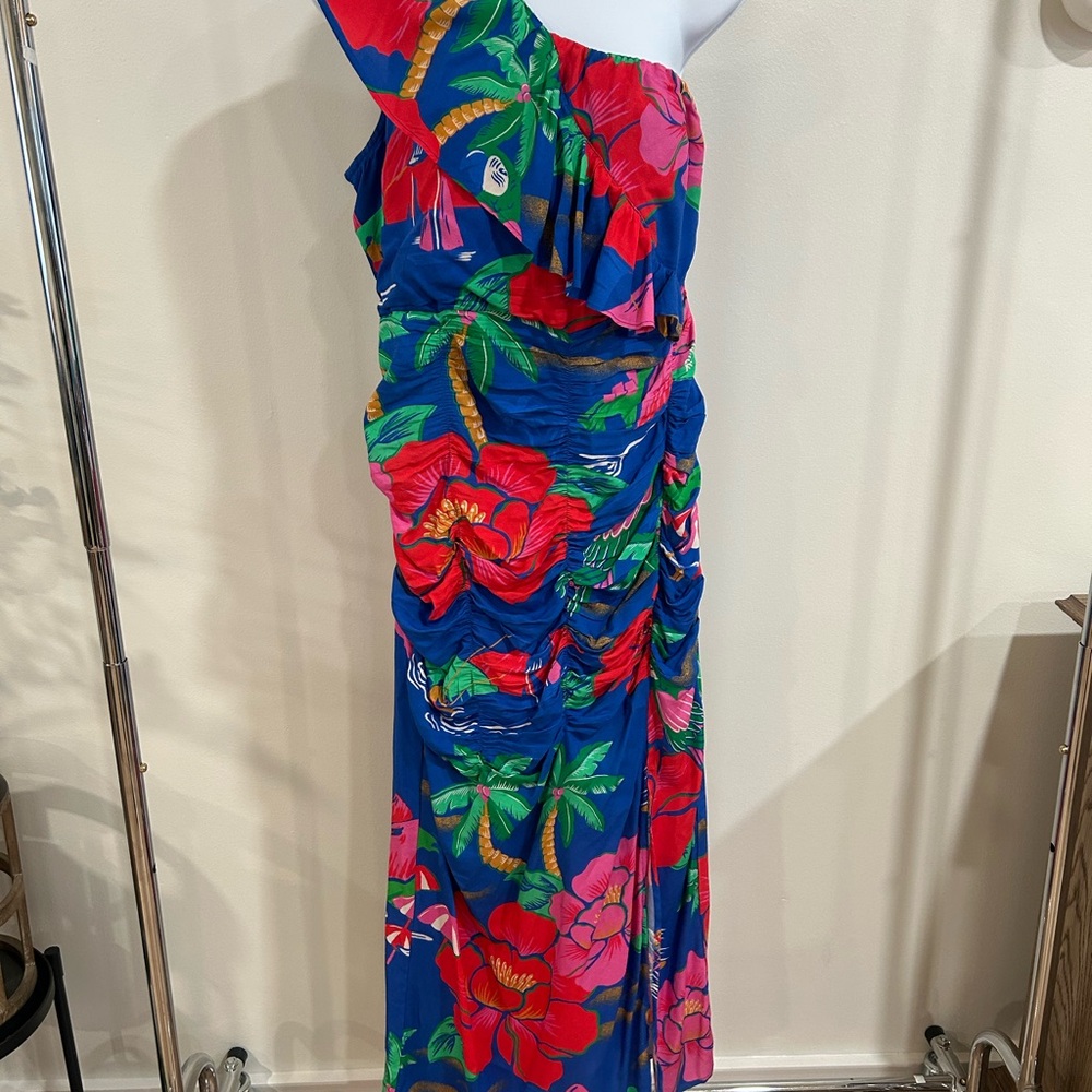 FARM Rio Blue Dress with Orange and Green Accents